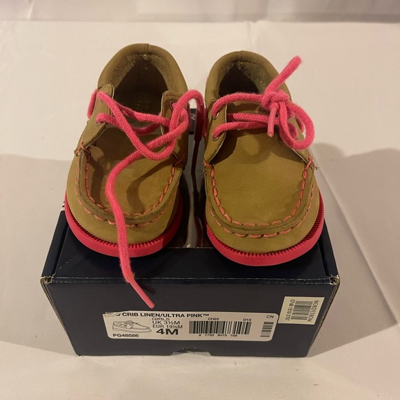 Sperry Top-Sider® Kids 'Authentic Original' Crib Shoe Linen/Pink (Baby) Size 4M - Picture 2 of 7